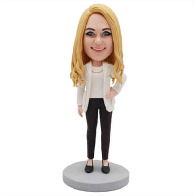 Female In White Suit Custom Bobblehead